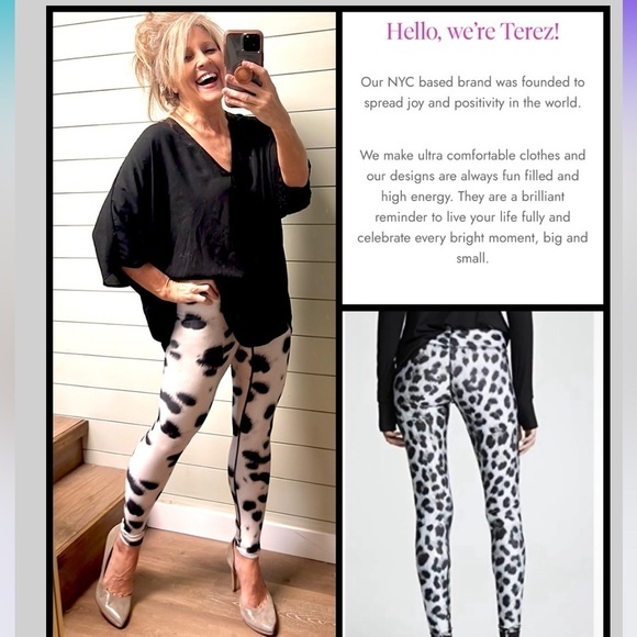 Terez,Snow Leopard Tall Band Leggings in Snow Leopard, EUC, Retail-$118, Size S - Picture 1 of 13